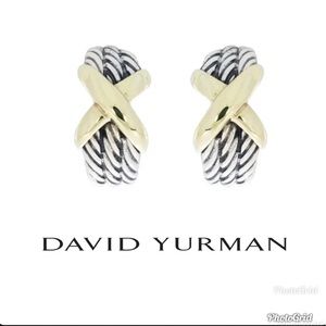 DAVID YURMAN STERLING SILVER & 14K GOLD EARRINGS